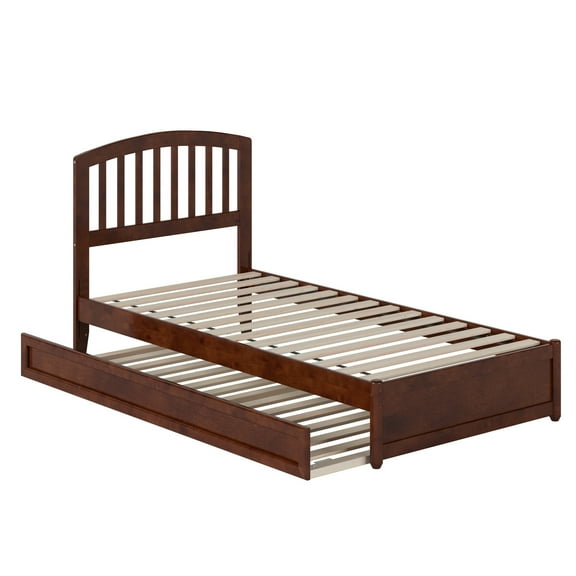 Lucia Twin XL Wood Platform Bed with Panel Footboard & Twin XL Trundle in Walnut