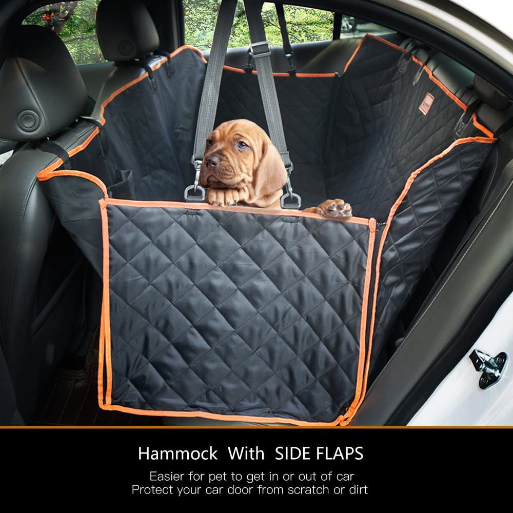 Dog Car Seat Cover Waterproof Dog Hammock for Back Seat with Side Flap Scratchproof Nonslip Pet Seat Cover for Car Truck and SUV