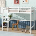 thumbnail image 2 of Twin High Loft Bed, Rubber Wood  Loft Bed with Safety Guardrail, built-in desk, ladder,White, 2 of 9