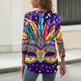 thumbnail image 5 of Womens Mardi Gras Top 3/4 Sleeve Carnival Shirt, Casual Crew Neck Blouse for 2026 Carnival Party, 5 of 5