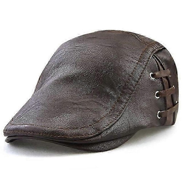 Boina para hombre y mujer, de cuero vintage, estilo Newsboy.