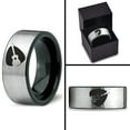 thumbnail image 4 of Tungsten Yin Yang Pick Acoustic Guitar Band Ring 8mm Men Women Comfort Fit Brushed Gray Flat Cut Black Polished, 4 of 4