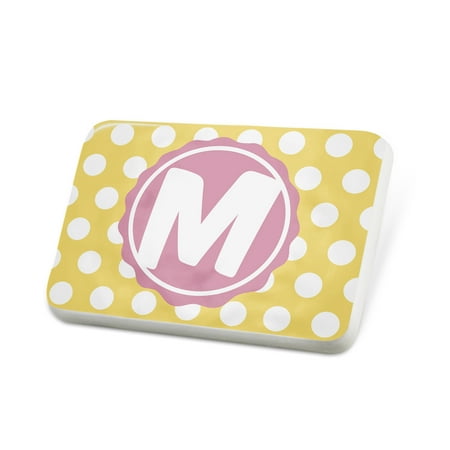 Porcelein Pin Monogram M Yellow Polka Dots Lapel Badge – NEONBLOND