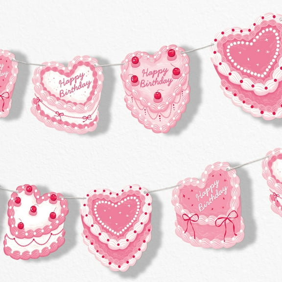 Big Dot of Happiness Valentine Hearts Garland Banner, Pastel Galentine's & Valentine's Day Party Decorations Backdrop, 30 Feet of Cord, 15 Double-Sided Paper Candy Heart Shapes