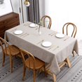 thumbnail image 1 of Qucyy Faux Linen Tablecloth with Slubby Yarn Textured Weaves Wrinkle Free Anti-Shrink Soft Table Cloth for Kitchen Dining Tabletop for Outdoor and Indoor Use Rectangle 60 x 84 Inch Natural, 1 of 5