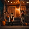 thumbnail image 1 of Yescom 2 Pcs Décorations de Fête Halloween Squelette Taille Réelle 5.4 Pieds Pirate Capitaine & Cowboy Os Complet 2025, 1 of 9