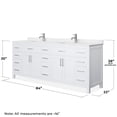 thumbnail image 5 of Wyndham Collection Beckett 84" Wood Double Bathroom Vanity in White/Nickel, 5 of 6