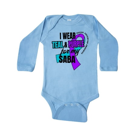 

Inktastic Suicide Prevention I Wear Teal and Purple for My Saba Gift Baby Boy or Baby Girl Long Sleeve Bodysuit