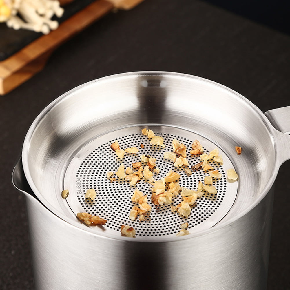 Details about   1.2L Oil Strainer Pot Stainless Steel Filter Colander Grease Container Kitchen