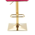 thumbnail image 5 of Bar Stools Set of 2, Swivel Barstools with Back and Widen Metal Base, Adjustable Height Island Chairs, Velvet Kitchen Stools, Rose Red, 5 of 9