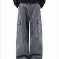 thumbnail image 6 of FRSASU Wide Leg Cargo Pants for Men Stretch Cotton Loose Versatile Athletic Hiking Pants with Pockets Dark Gray, 6 of 7