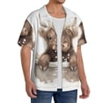 thumbnail image 2 of Fotbe Cute Cow Bath Camisa Estampada de Manga Corta para Hombre, Casual de Verano, Estilo Playero, Sin Arrugas-Small, 2 of 5
