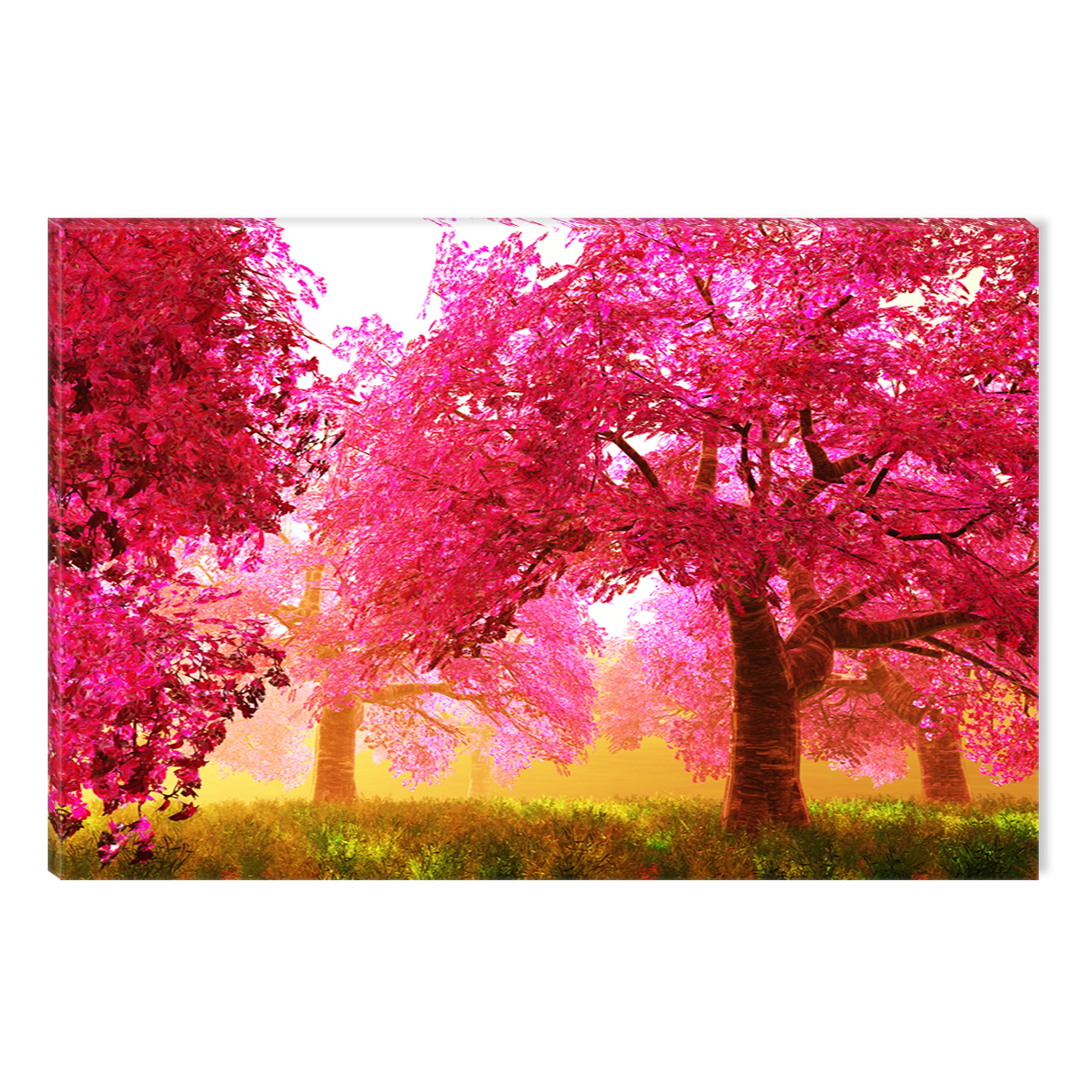 Startonight Canvas Wall Art Red Trees Forest Abstract Nature, Dual View