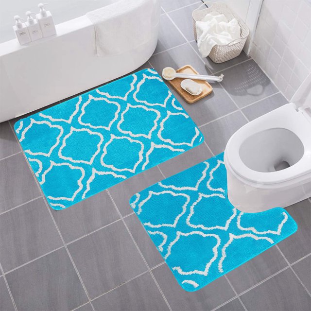 2 Piece Bathroom Rug Set Bath Rug, Contour Mat.
