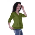 thumbnail image 2 of Moomaya Womens Cotton Peplum Top V-Neck Cotton Tunic Ethnic Blouse, 2 of 7