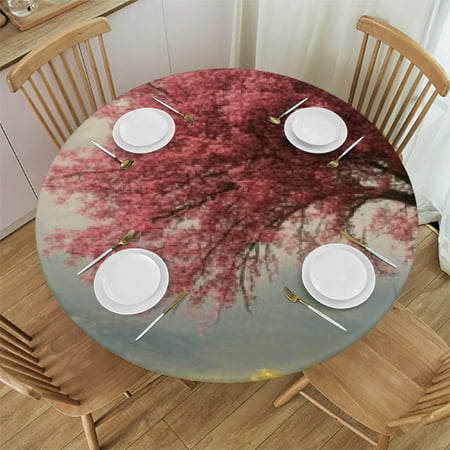 

Sheronv Flowers Round Tablecloth Stain-resistant Washable Indoor Outdoor Restaurant Wedding Party Picnic Camping Kitchen Dining 无 38 -42