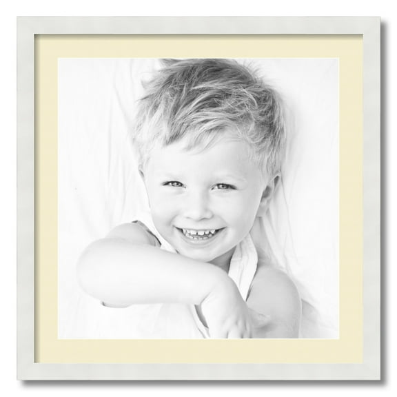 ArtToFrames 24x24 Matted Picture Frame with 20x20 Single Mat Photo Opening Framed in 1.25 Satin White Frame and 2 Oyster Mat (FWM-3966-24x24)
