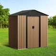 thumbnail image 2 of Tzou Metal Outdoor Storage Shed w/Lockable Doors – Waterproof Galvanized Steel Garden Shed for Tools, Bikes, Equipment | Sloped Roof, Ventilation, Easy Assembly (6'x4', Brown), 2 of 7