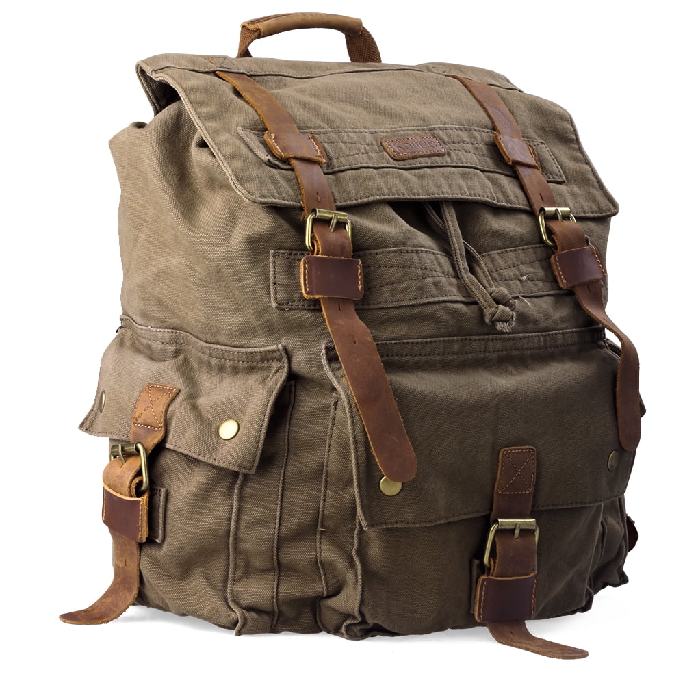 kattee men's canvas hiking travel backpack