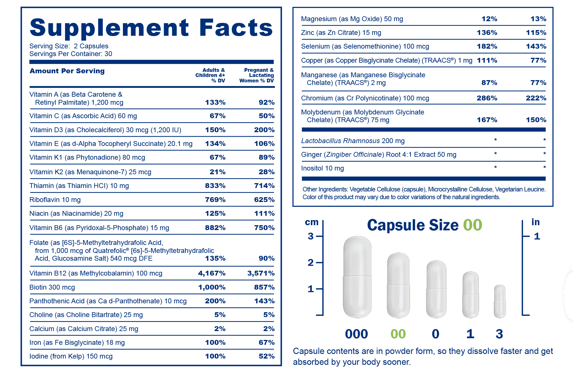 Methyl Prenatal Multivitamin With Probiotic - Methylfolate, Active B12, Iron, Ginger - 27+ Essential Nutrients for Healthy Pregnancy & MTHFR,  Prental Vitamins - 60 Capsules