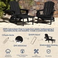 thumbnail image 6 of Folding Adirondack Chair with Ottoman, Adjustable Backrest Plastic HDPE Adirondack Chairs w/4 in 1 Cup Holder Tray, Black, 6 of 10