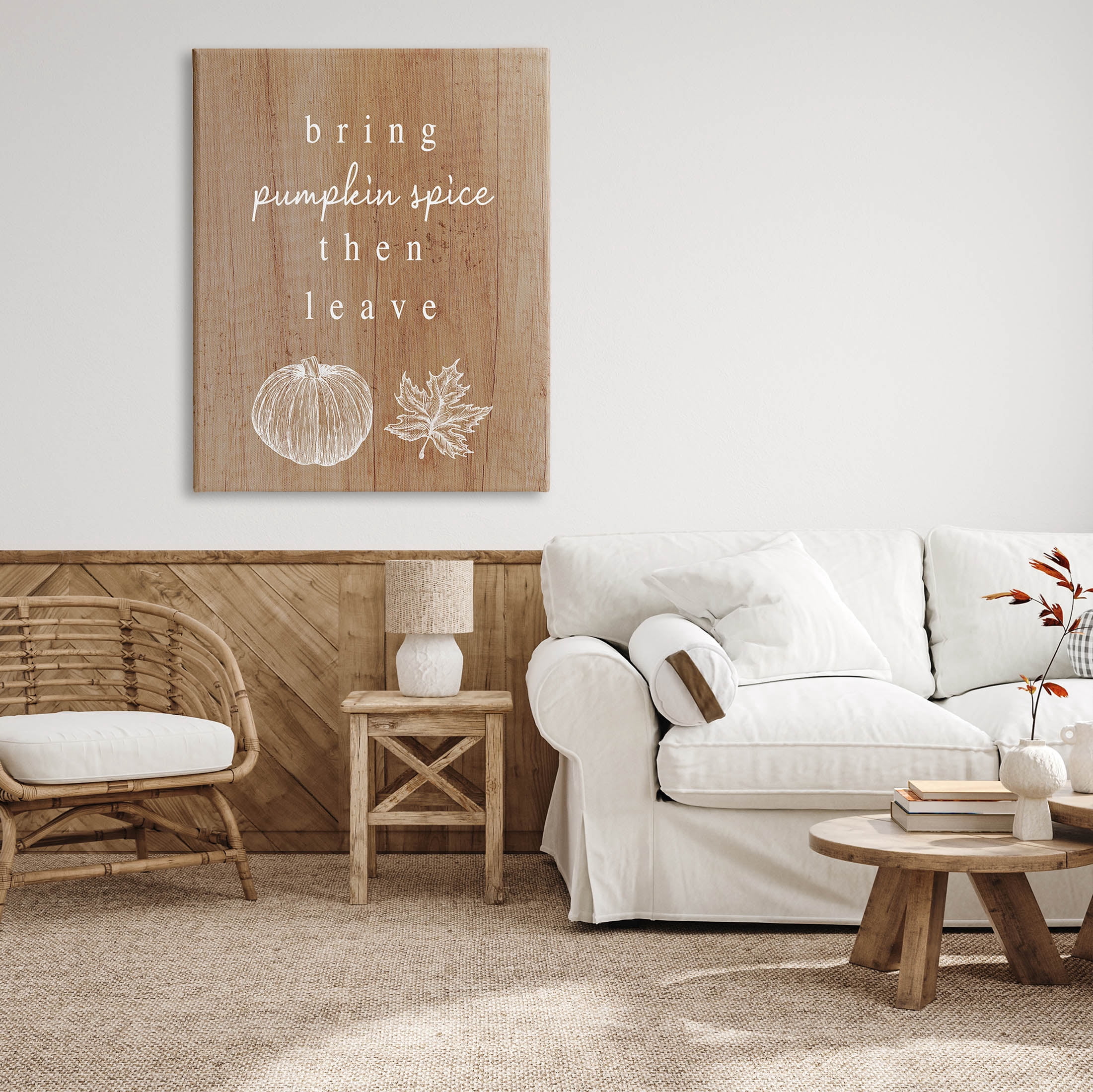 Stupell Industries Bring Pumpkin Spice Then Leave Graphic Art Gallery Wrapped Canvas Print Wall Art, Design by Lil' Rue