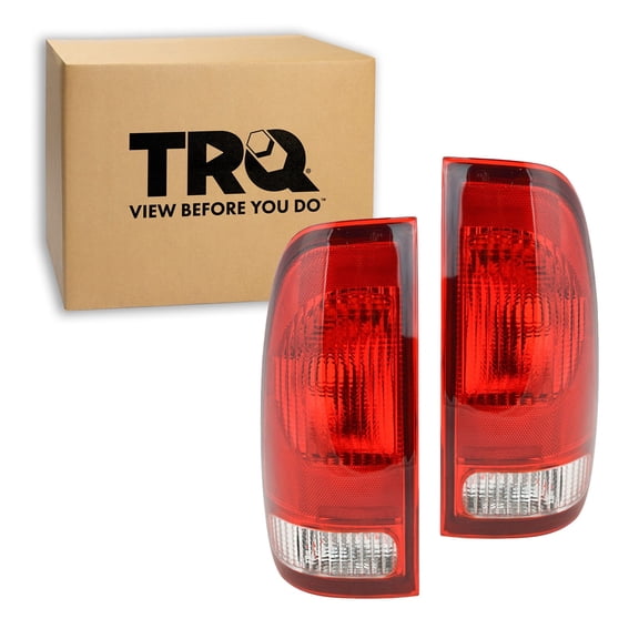 TRQ 2 Piece Driver & Passenger Side Tail Light Assembly Set Fits 1997-2003 Ford F150 Truck 2004 F150 Heritage With Fleetside Bed 1999-2007 F250 F350 Super Duty 1999-2003 F450 F550 FO2801117