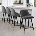 thumbnail image 2 of Swivel Bar Stool with Low Back Set of 2, 29 Inch Counter Bar Height Stool Velvet Upholstered Armless Heavy Duty Bar Chair for Kitchen Island Dining Room, Gray, 2 of 8