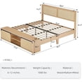 thumbnail image 2 of Natural Rattan King Size Bed Frame with Sliding Barn Door Storage Cabinets and LED Light Headboard, Boho Farmhouse Wood Platform Bed with Solid Wood Legs Support, No Box Spring Needed, 2 of 8
