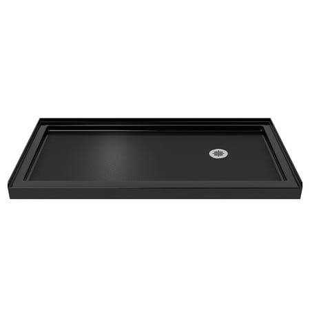 - DreamLine SlimLine 32 in. D x 60 in. W x 2 3/4 in. H Right Drain Single Threshold Shower Base in Black
