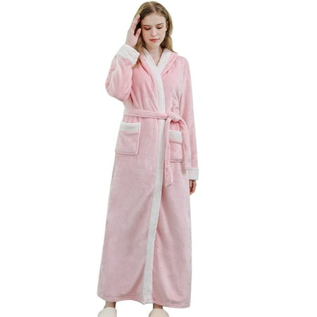 

Soighxzc Long Bathrobes For Women Elegant Sleepwear Lightweight Soft Nightgown Warm Winter Pajamas Medium Pink