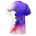 thumbnail image 5 of Women Summer Tops Womens Spring Summer Colorful Printed Short Sleeve O Neck T Shirt Top Womens Loose Shirt Women Button down 2x Tops plus Size Blouse Top Rave Long Sleeve Fitted 3 Tone Purple 2XL, 5 of 5