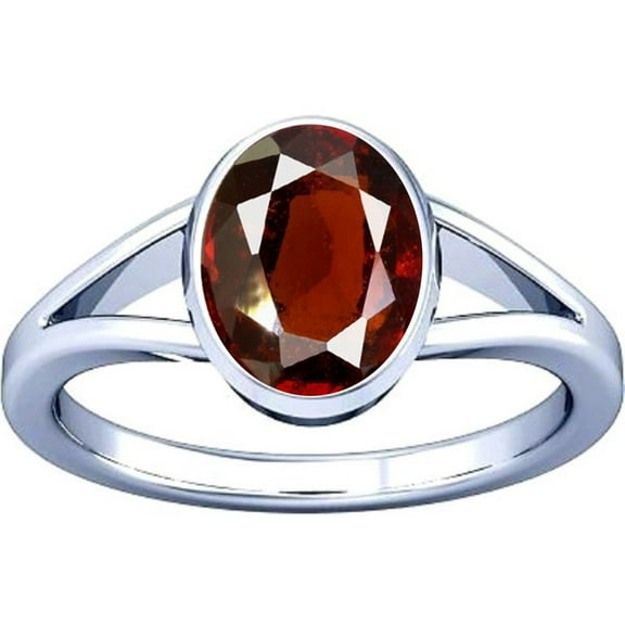 Divya Shakti 11.25-11.50 Carat Hessonite Gomed Gemstone Silver Ring For Men & Women