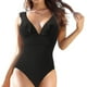 thumbnail image 1 of Traje de baño de una pieza sexy para mujer Traje de baño con volantes y cuello en V con control de barriga Monokini - Negro MFZFUKR BST3005383-4, 1 of 5
