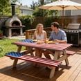 thumbnail image 4 of American Flag Picnic Table Cover with Bench Covers Set of 3 Waterproof 4th of July Camping Rectangle Tablecloths with Elastic Fitted Picnic Table Cover for Outdoor Decor, 4 of 5