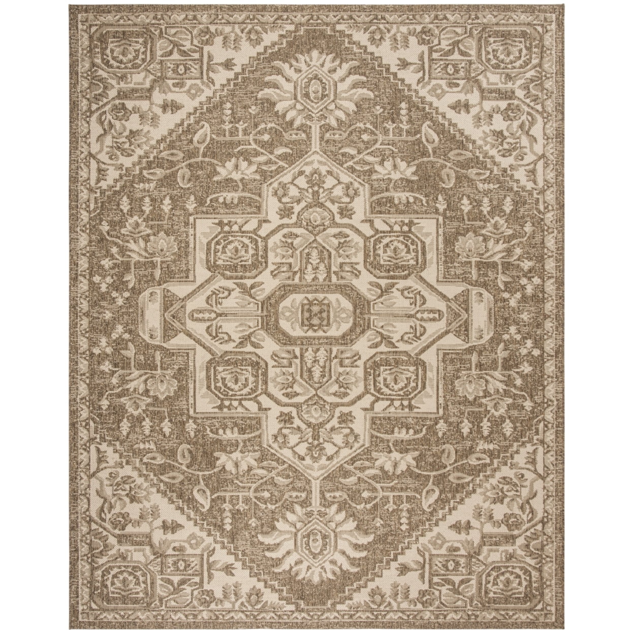 SAFAVIEH Beach House Diggory Medallion Indoor/Outdoor Area Rug, Cream/Beige, 4' x 6'