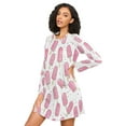 thumbnail image 3 of FORMRS Womens Long Sleeve Nightgowns Crew Neck Sleep Shirt Soft Pajamas Sizes S-3XL, Pink Popsicle Pattern, 3 of 8