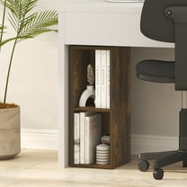 Furinno FULDA Book Shelf, 2-Tier Narrow Bookshelf, Bookcase with 8-In Width Storage Shelf, 9.3 x 7.9 x 21.2, for Living Room, Bedroom, Home Office, Amber Pine