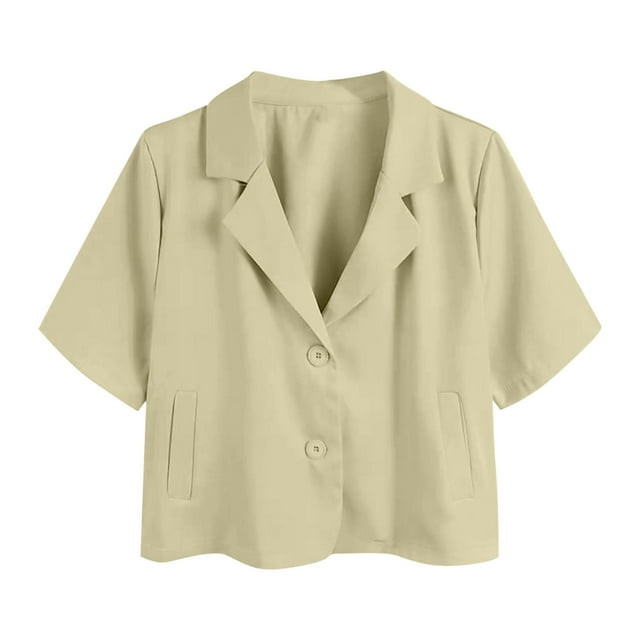 Zpanxa Simple Collared Shirt Women's Short Sleeve Summer Top Solid Color Essential Basic Regular Fit Comfortable Casual Wear