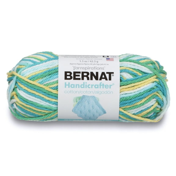 Bernat Handicrafter 4 Medium Cotton Yarn, Lemon Swirl Ombre 1.5oz/42.5g, 68 Yards