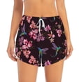thumbnail image 2 of Rateoe Humming Bird And Tropical Printed 2 in 1 Women's Workout Shorts for Athletic Gym Running Shorts with Phone Pockets-XX-Large, 2 of 7