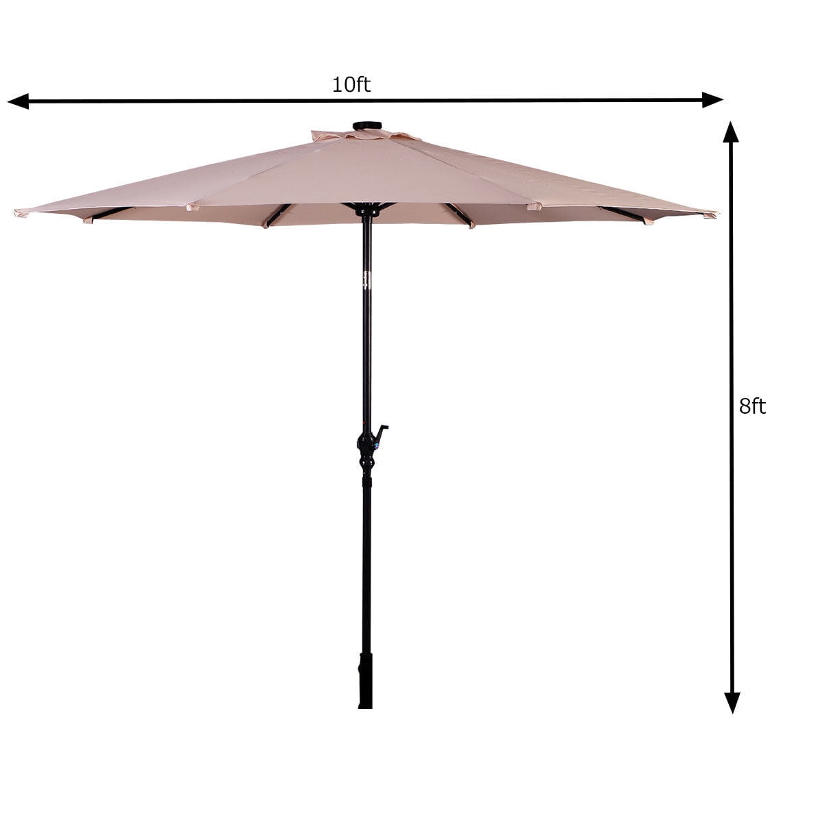 Costway 10ft Patio Solar Umbrella LED Patio Market Steel Tilt w/ Crank Outdoor Beige