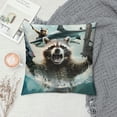 thumbnail image 2 of Pratyus Raccoon Shark Guns Modern Farmhouse Rustic Decorative Couch Pillow Cases with Zipper Home Decor for Car Couch Bedroom Throw Pillow Cover 1PC 22x22in, 2 of 5