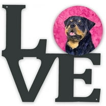 Pink Rottweiler Metal Wall Artwork LOVE