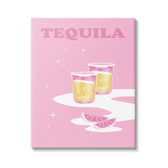 Stupell Industries Bold Pink Tequila Shots Kitchen Cocktail Typography Graphic Art Gallery Wrapped Canvas Print Wall Art, Design by Birch&Ink
