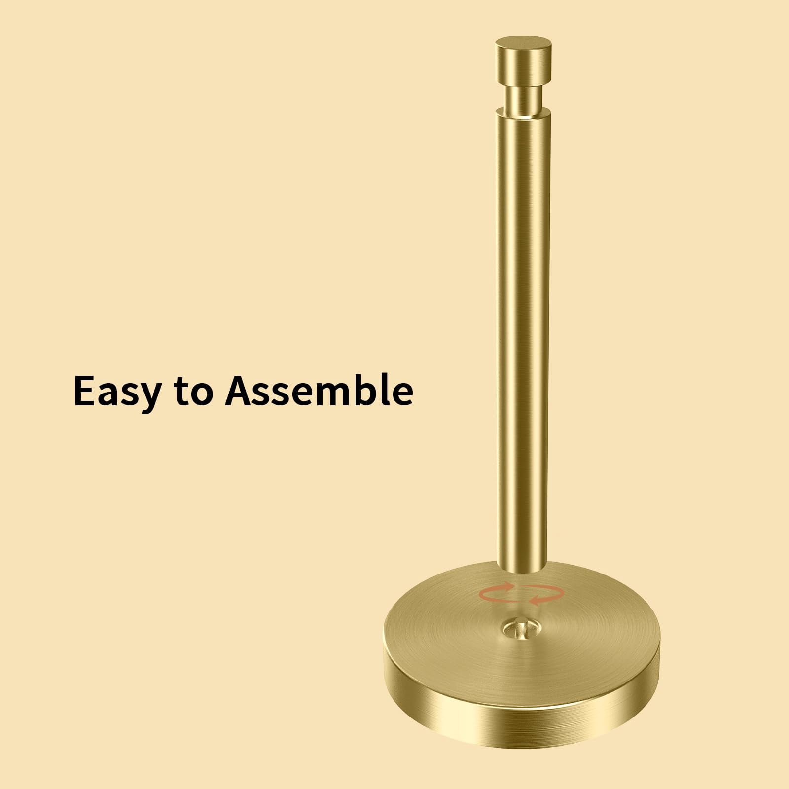 Paper Towel Holder Countertop  With Weighted Base Non Slip Standing Roll For Kitchen Bathroom Stainles Steel (gold)