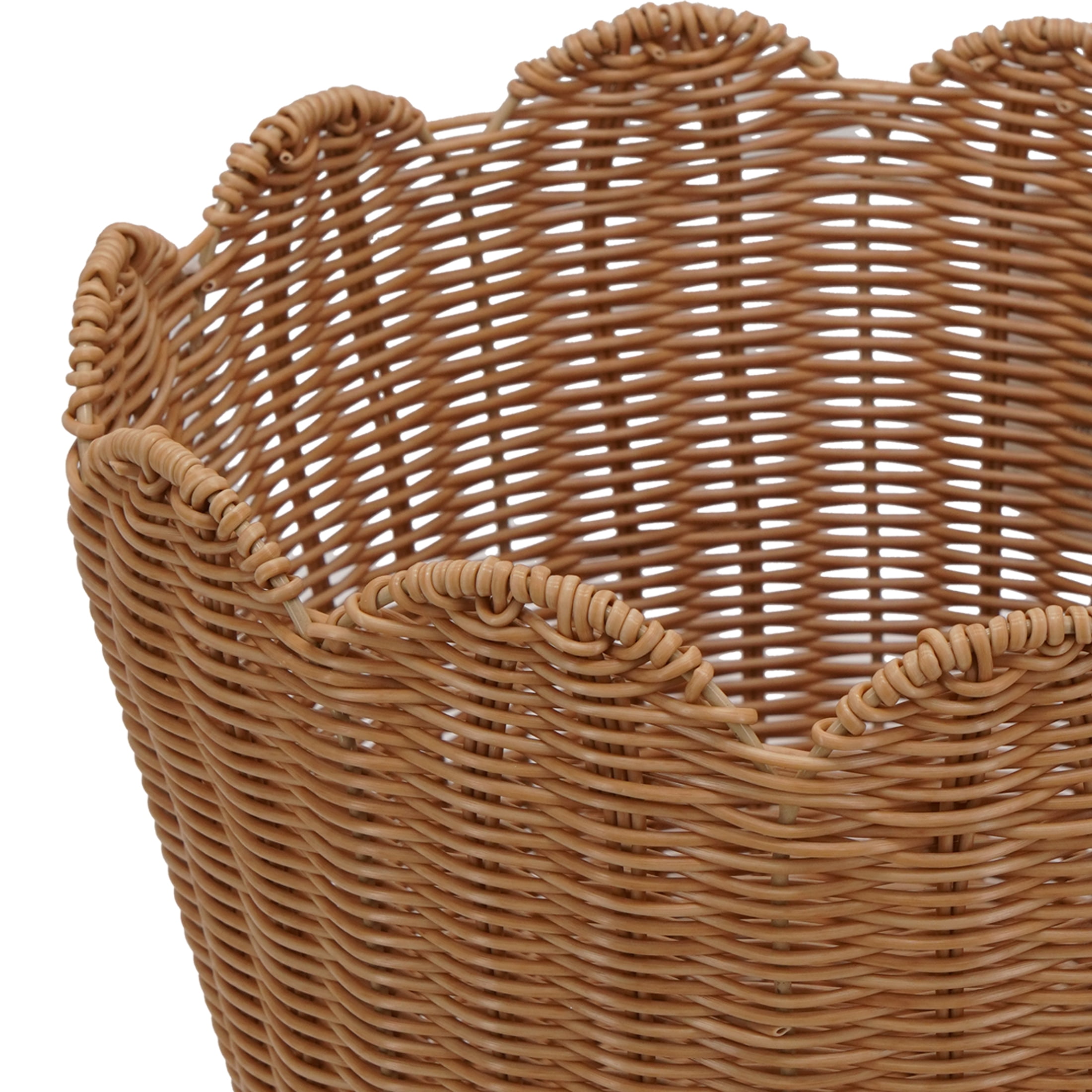 Scalloped Decorative Basket, Tan, 12" x 10", by My Texas House