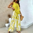 thumbnail image 2 of WTOBBY Women's Summer Vacation Outfit, Double-Layer Sleeveless Vest Top & Loose Casual Pants 2-Piece Set, Lightweight Travel Wear,Yellow L, 2 of 3