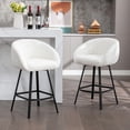 thumbnail image 3 of Zesthouse Swivel Counter Height Bar Stools Set of 1, 26.4" Counter Height Sherpa Upholstered Barstools with Barrel Back and Arms, Modern Counter Stool for Pub Kitchen Island, White, 3 of 11
