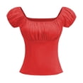 thumbnail image 2 of Women Solid One Shoulder Off The Shoulder Sexy Short Sleeve Top With A Court Style, 2 of 2